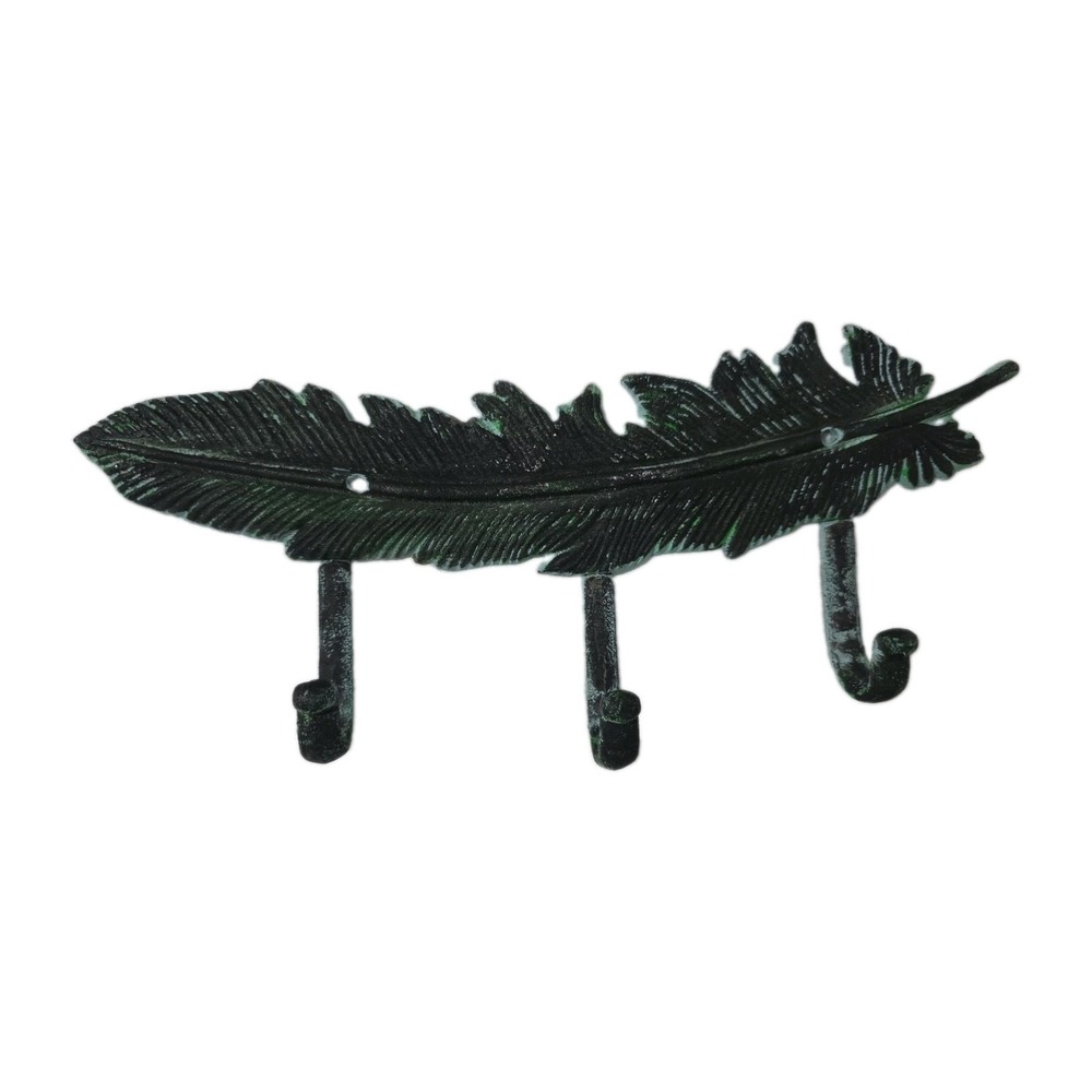 Cast Iron Feather Wall Hook Vintage Rustic Design Home Garden Decoration